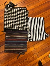 Lot of 3 Unisex Black/White, Multi-Colored Striped and Houndstooth Scarves Shawl