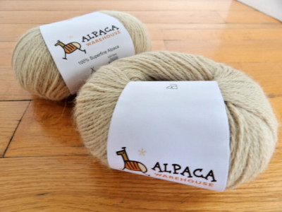 2 Skeins ALPACA WAREHOUSE 100%  Superfine Alpaca Yarn Khaki Color