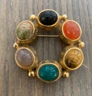 Vintage Scarab Brooch Unmarked Multicolor 1 1/2" Costume Jewelry