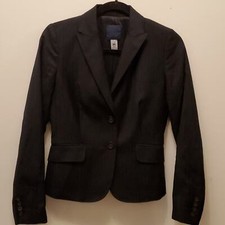 J. Crew Super 120's , Size 0, Wool Pinstripe Two Button Blue Blazer