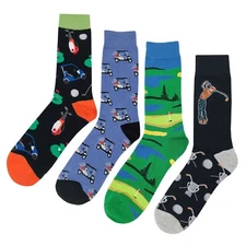 NWT Golf Dress Socks 4 Pack Novelty Men 8-12 Crazy Fun Sockfly