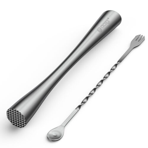 10 Inches Stainless Steel Muddler and Mixing Spoon for Cocktails Bar Tools an...