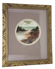 Vintage Fran Larsen Mixed Media Watercolor/Collage Sand Dune Beach Art - 19"x23"