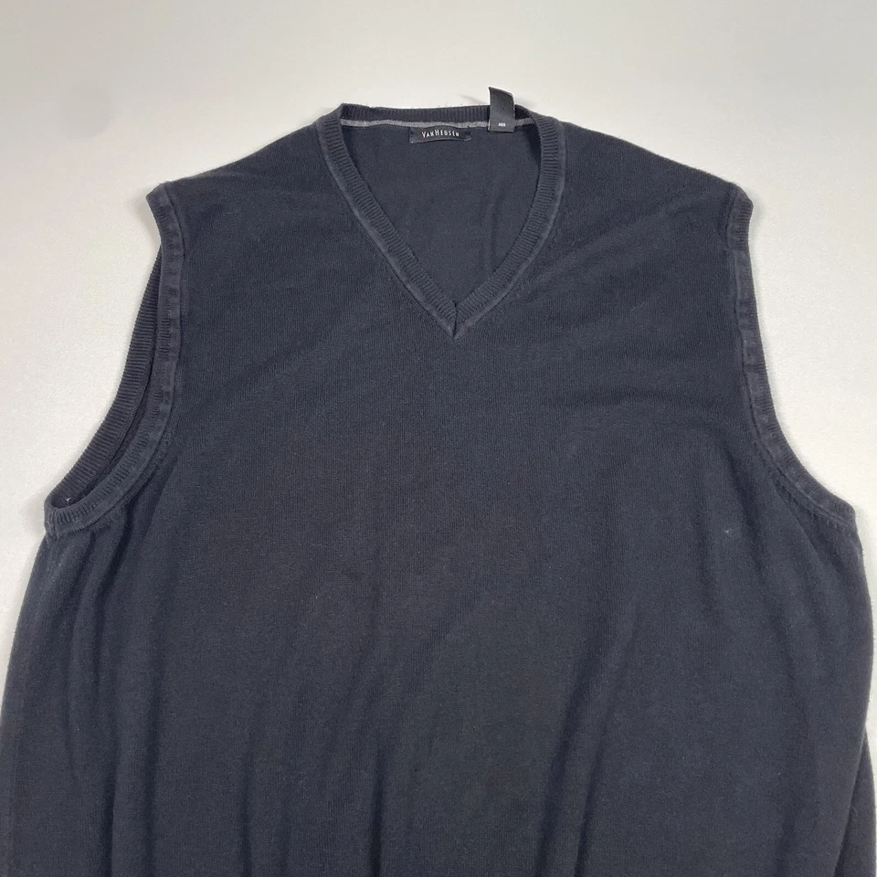 Van Heusen Sweater Vest Men’s 2XL Black Sleeveless V-Neck Pullover - Image 2 of 4