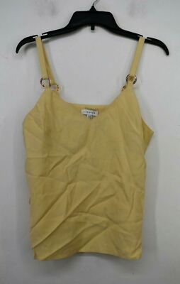 Topshop Women Yellow V-Neck Sleeveless Smooth Tortoise Tilda Ring Camisole Top 6