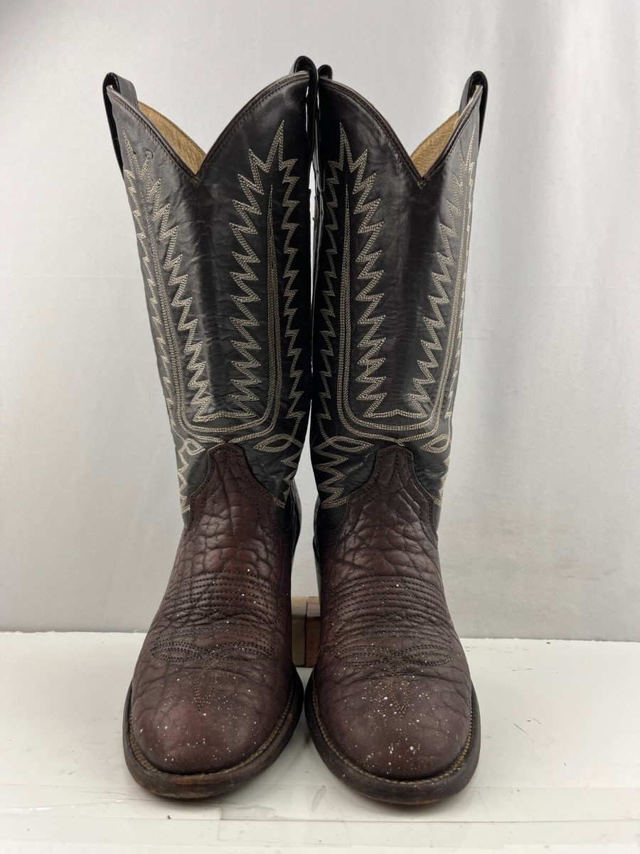 Cowtown USA Cowboy Brown Boots Men’s 7 1/2 D Western Soft Leather Cowtown USA Vintage Brown Hornback Caiman Alligator Western  main image 4