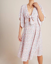 Faithfull the Brand Anthropologie Vionette Tie-front Floral Print Midi Dress
