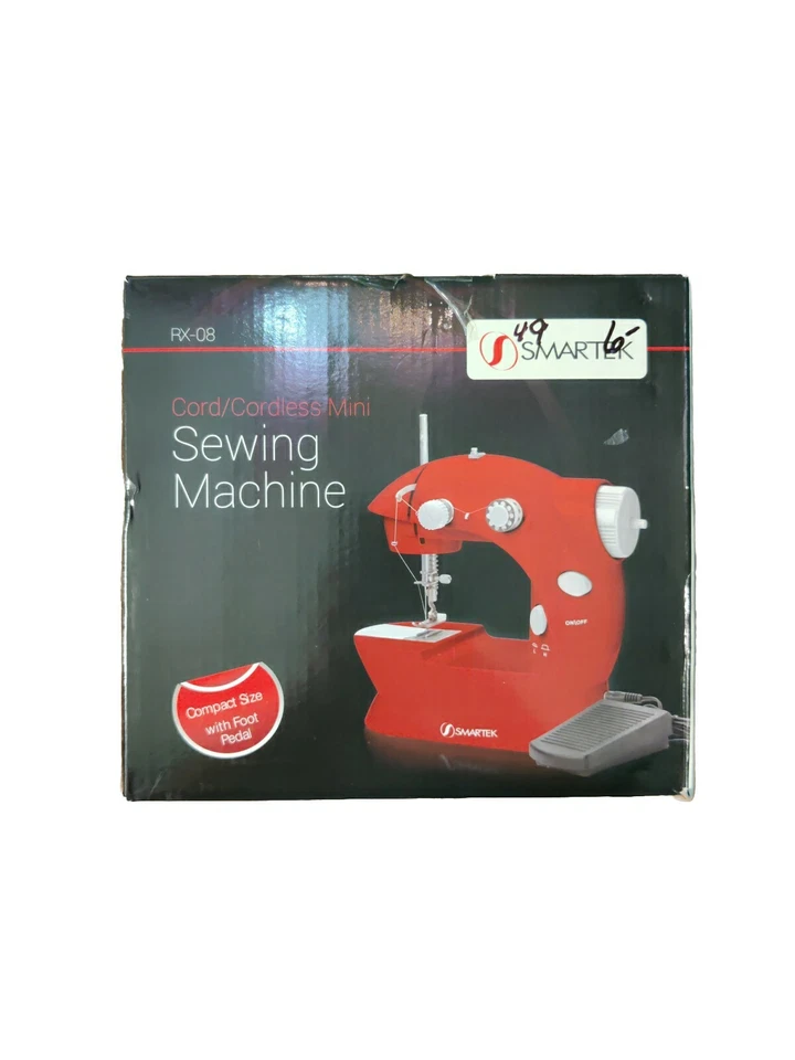  Smartek MIni Sewing Machine with Pedal Red Model RX-8. Cordless. Tested Working - Image 2 of 3