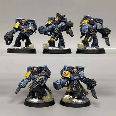 5 SPACE WOLF SKYCLAWS WARHAMMER 40K 40.000 FIRSTBORN JUMP PACKS WÖLFE BEMALT