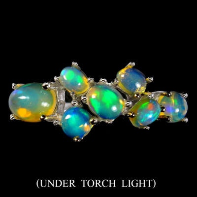 925 Sterlingsilber Ring Oval Feuer Opal Full Flash 7x5mm Edelstein Schmuck Eu 6