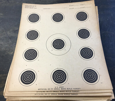 US Army Official 50Ft Small Bore Rifle Targets 10 Sheet Lot 10