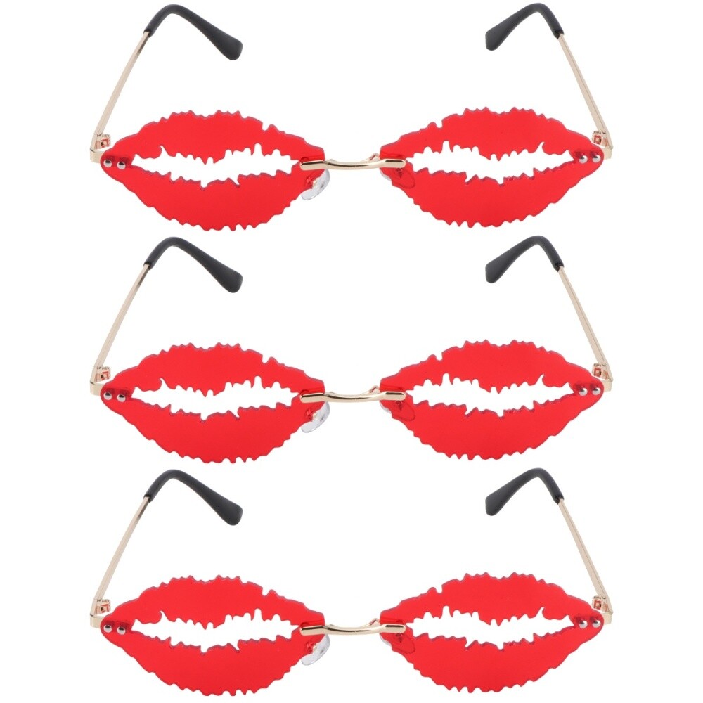 3 pcs Creative Lip Shaped Sunglasses Funny Frameless Sunglasses Photography