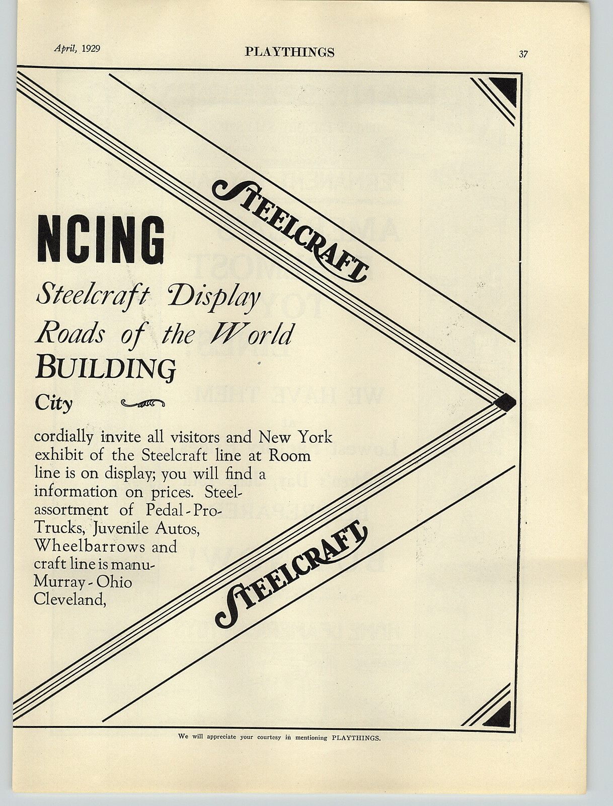 1929 PAPER AD 2 PG Steelcraft Murray Ohio Toy Pedal Cars Airplanes Coaster Wagon