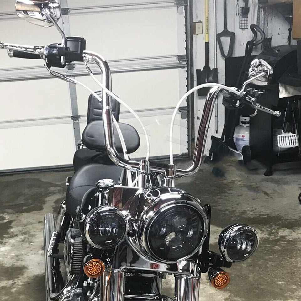 10" 12" 14" 16" Rise Handlebar Ape Hangers 1-1/4" for Harley FLST FXST Sportster Foto 4 de 4