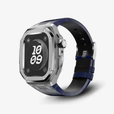 Titanium Metal Case Leather Band For Apple Watch Series Ultra 49/44/45mm Mod Kit