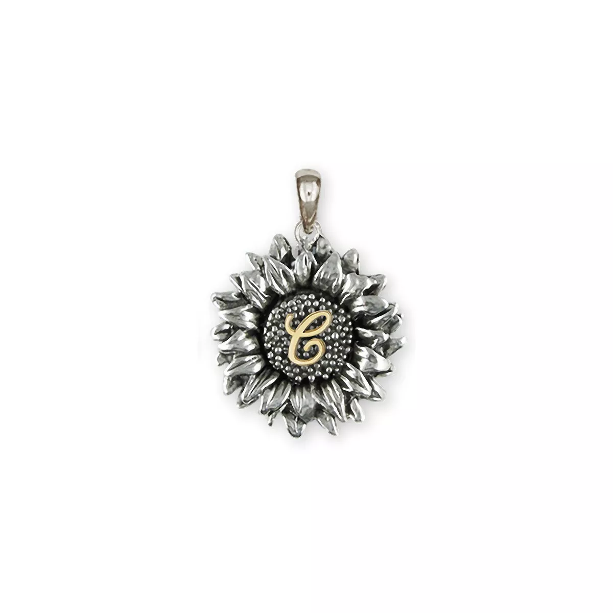 Sunflower Jewelry Silver And 14k Gold Handmade Sunflower With