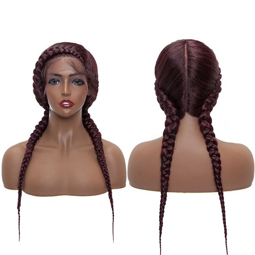 US Box Braided Wig Lightweight Micro Twist Cornrow Women Lace Braids Wig Ombre - Picture 127 of 128