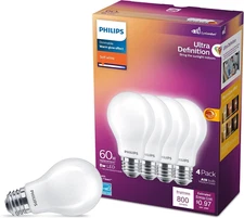 LED A19 Ultra Definition Frosted Dimmable LED Light Bulbs - Flicker-Free 60W Lig