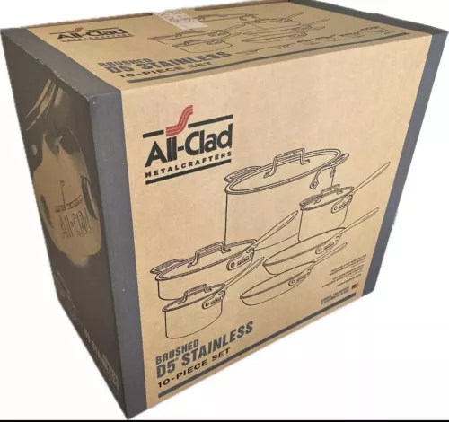 Brand New All-Clad D5 5-Ply Brushed Stainless Steel Cookware Set 10 Piece Set