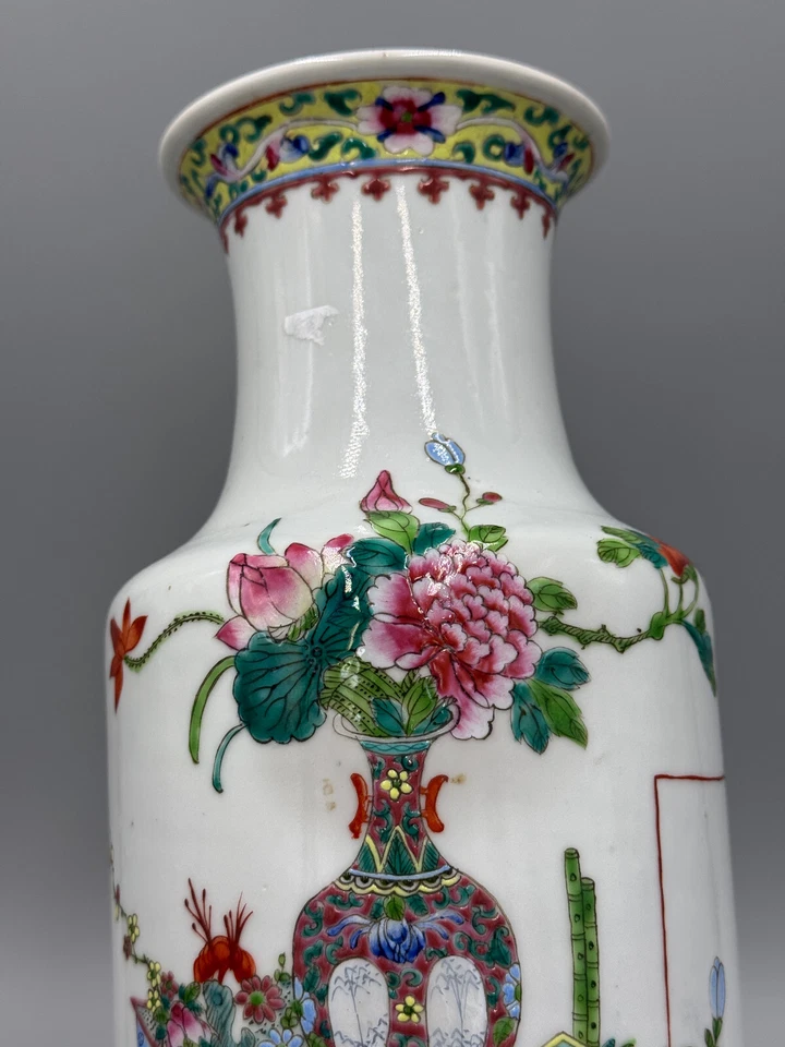 Антикварная китайская фарфоровая ваза XIX века Famille Rose bogu 13 1/2 дюйма - Изображение 2 из 4
