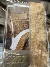 CROSCILL ASHTON EURO PILLOW SHAM CHENNILE TASSELS GOLD RUST