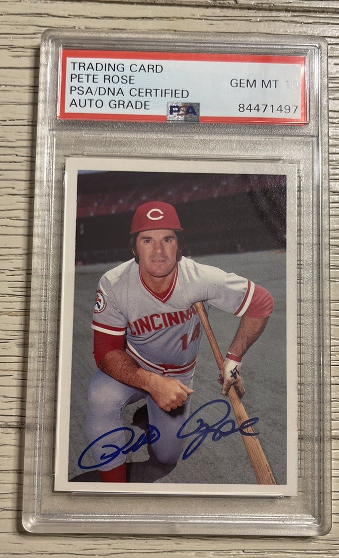TRADING CARD SIGNED PETE ROSE PSA /DNA CERTIFIED AUTOGRAPH - GRADED GEM MINT