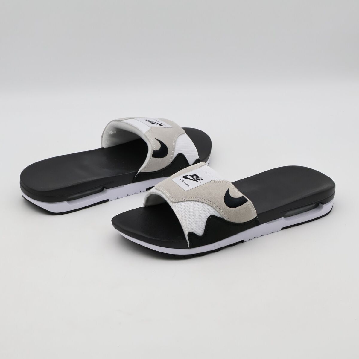 DH0295-102 Nike Air Max 1 Slide Light Neutral Grey and Black DH0295-102 Nike Air Max 1 Slide Light Neutral Grey and Black