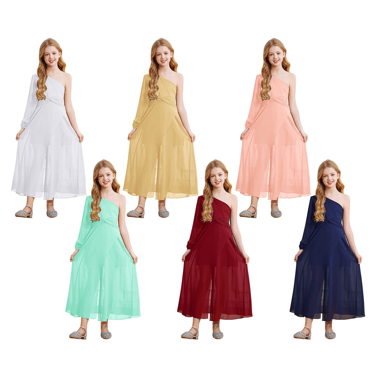 Kids Girls Dress Banquet Maxi Flower Gown Solid Color Teen Wedding Children  Hem | eBay