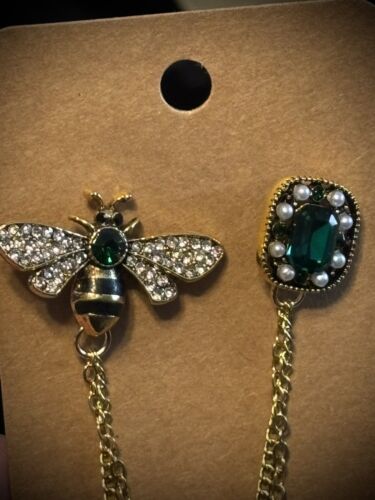 Schöne Vintage Stil Honigbiene & grüne Strasssteine Modeschmuck Anstecknadel - Bild 2 von 24