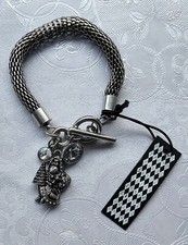 Rhinestone Charm Bracelet Old World Vtg Father Christmas Santa Clause NWT