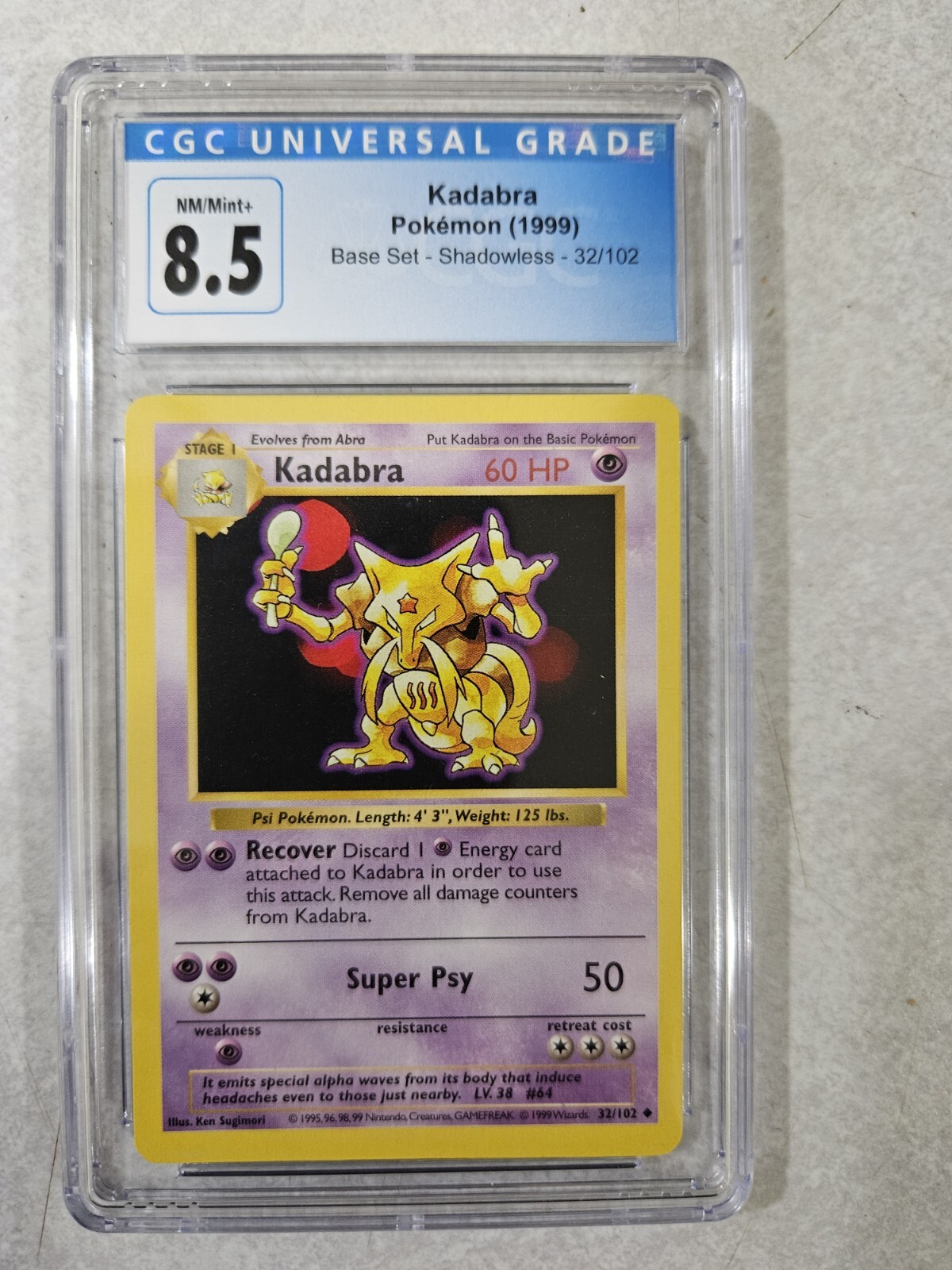 Pokémon TCG Kadabra Base Set (1999) 32/102 Regular Shadowless CGC 8.5