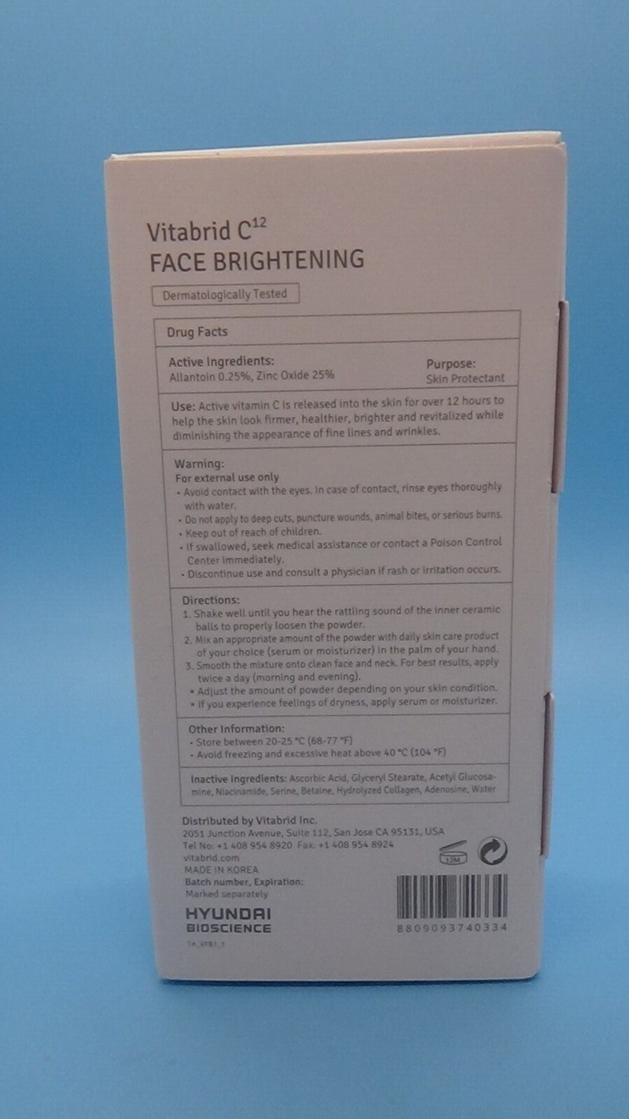 Vitabrid C12 Face Brightening Vitamin C Skin Care 0.11 oz EXP 05/23