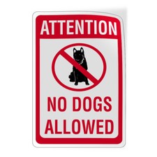 Vertical Vinyl Stickers Attention No Dogs Allowed Pet Animal Safety Sign Label