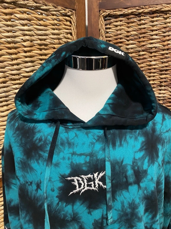 Rare DGK Awesome Colours Tie Dye Hooded Hoody Hoodie Near New Embroidered XL US - image 2 of 4
