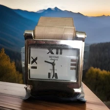 Beyond America ladies watch quartz rectangular case. 38 x 40 mm White face