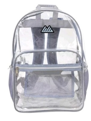 Summit Ridge Clear 18'' Backpack with Patch & Printed Straps - Gray New With Tags