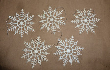 3 Plastic Glitter Snowflake Christmas Ornaments 4"