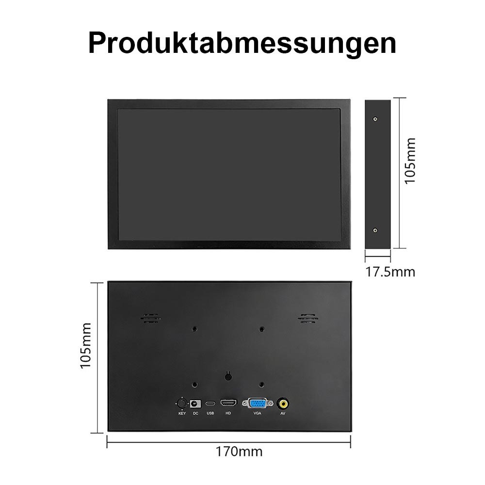 Monitor HDMI VGA 7 pollici schermo display gaming PC per monitor Raspberry Pi HD foto 5