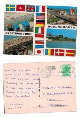 Alte Postkarte - Grüße aus Bournemouth Multi-View Cliff Railway VERSCHICKT