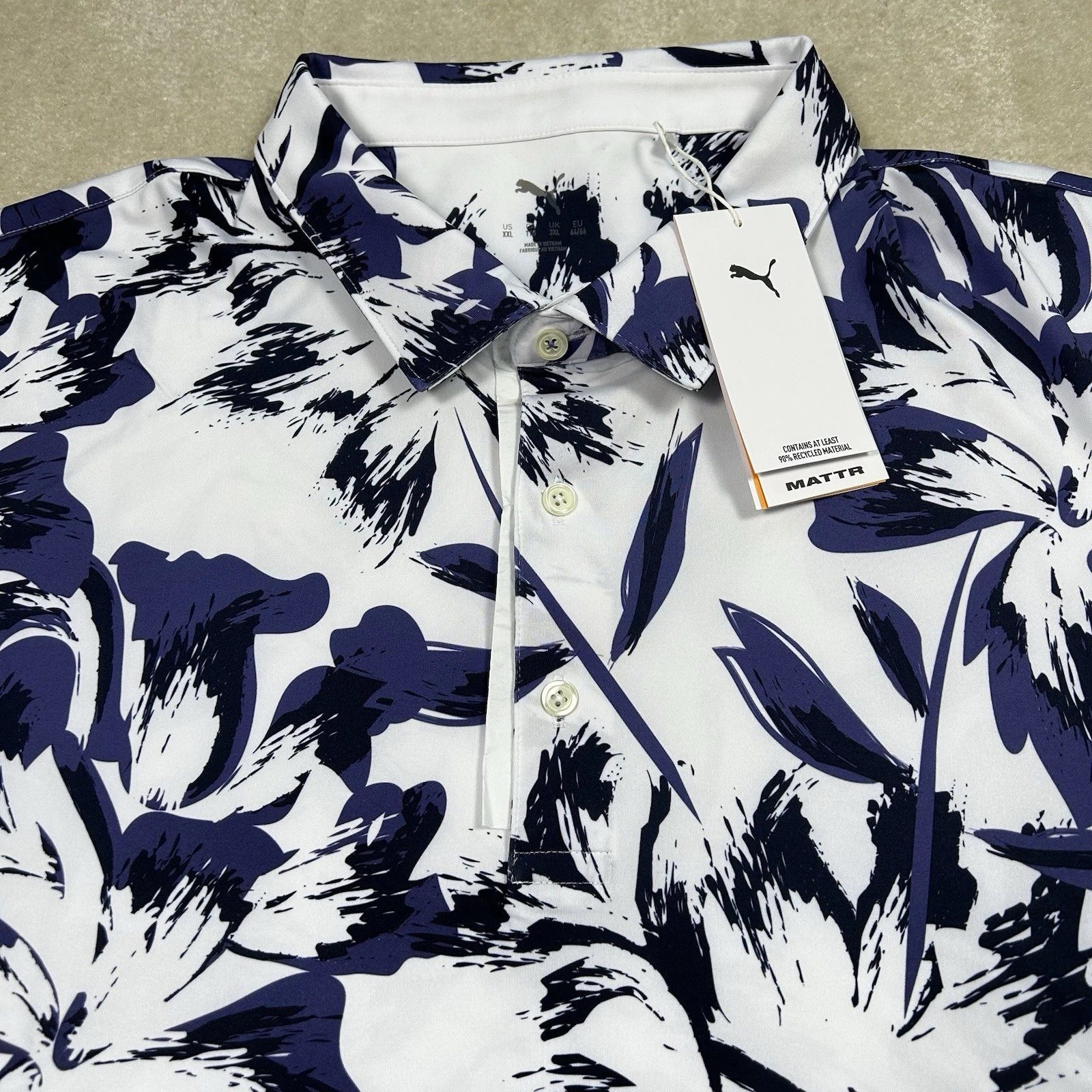 Puma Polo Shirt Mens XXL Stretch Performance Golf Floral Summer Print Mattr