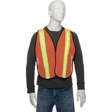 Hi-Vis Safety Vest 2" Lime/Silver Strips Polyester Mesh Orange One Size