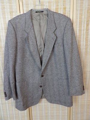 Baron's Double Vented 55% Silk 42% Wool Herringbone Blazer Size 50L