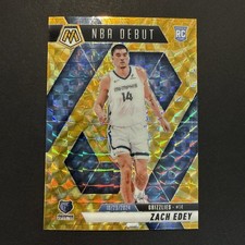2024-25 Panini Mosaic #251 Zach Edey NBA Debut Yellow Reactive Prizm