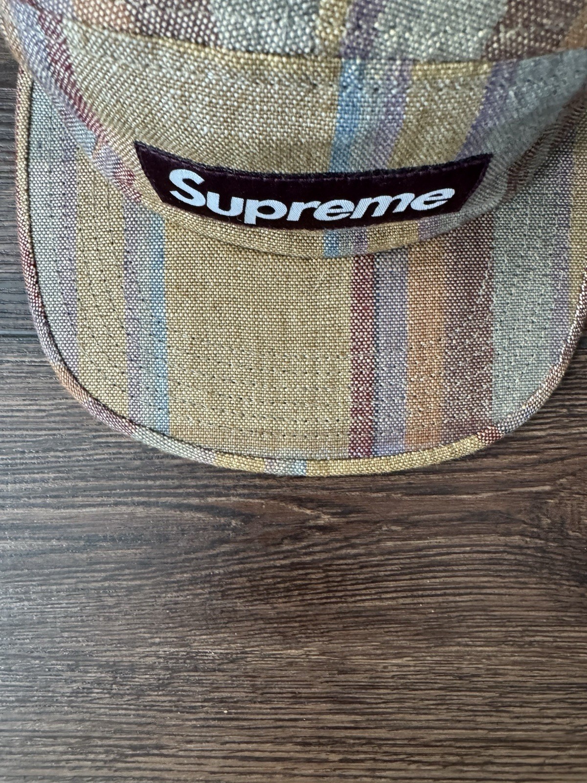 Supreme Magee Plaid Linen Camp Cap SS14 Burgundy Box … - Gem