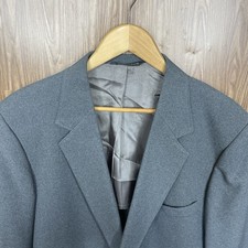 Classic Collection Blazer Jacket Mens 46R Slim Gray Solid Polyester USA Made