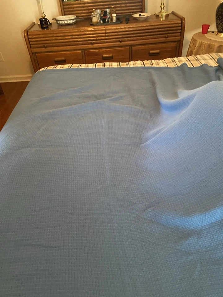 Manta tejida de algodón transpirable clásica para todas las estaciones The Company Store - azul marino nueva sin etiquetas Foto 2 de 4