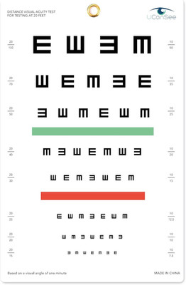 E Eye Chart Visual Acuity Chart for Eye Exams 10 Feet (9X14 Inches)