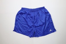 Vtg 90s Adidas Mens XL Distressed Silky Nylon Running Soccer Shorts Royal Blue