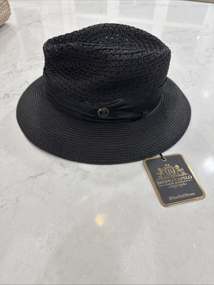 Men's Summer Spring Braid Straw style Hat by BRUNO CAPELO JULIAN JU900 Black
