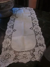 Crocheted edge table runner or dresser scarf 18" by 44"